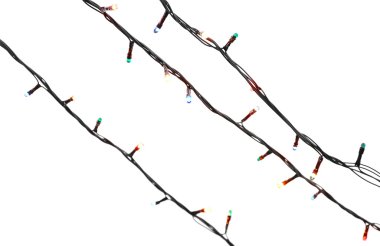 Beyaz arkaplanda Noel ışıkları