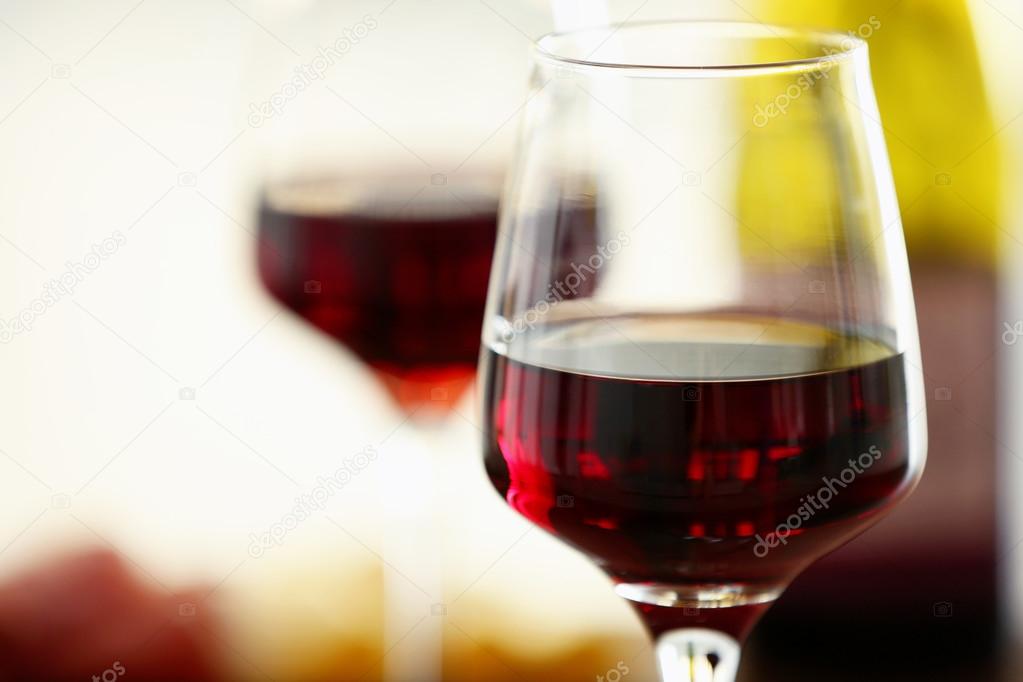 Glasses with red wine  