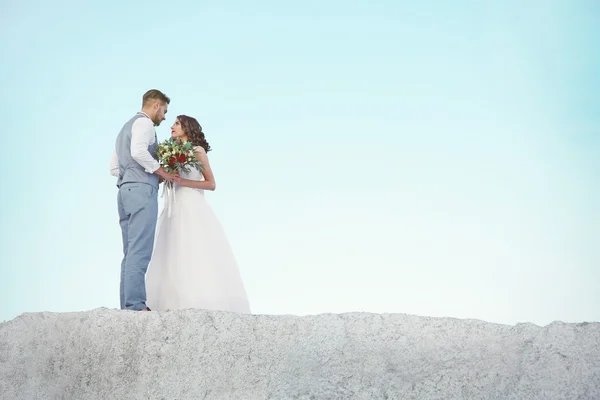 Sposa e sposo e bellissimo paesaggio — Foto Stock