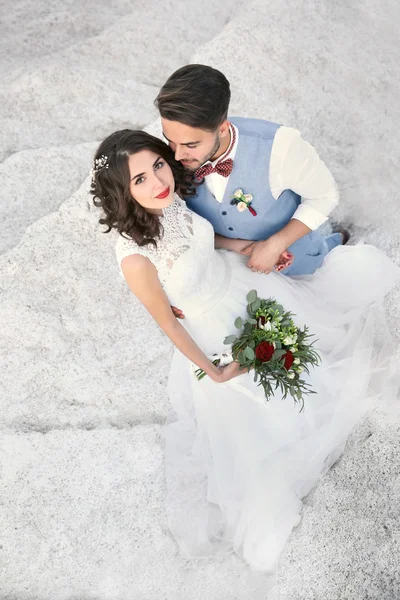 Brudparet på bröllopsdagen — Stockfoto