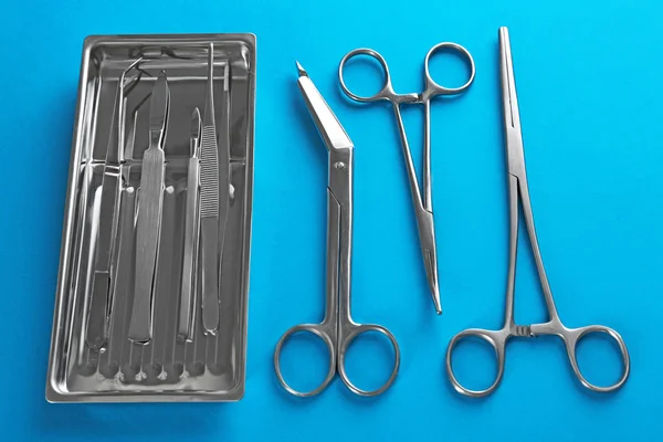 Plochou položit lékařských nástrojů — Stock fotografie