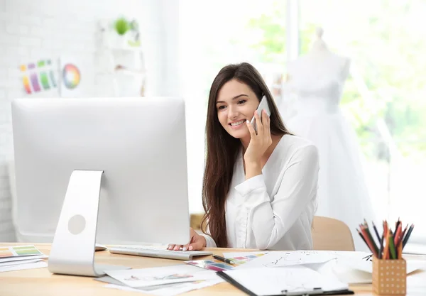 Pretty young dress designer — Stock Photo, Image