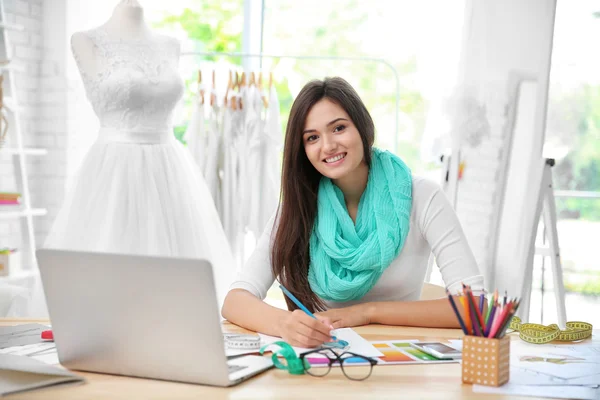 Pretty young dress designer — Stock Photo, Image