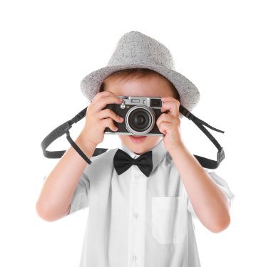 vintage fotoğraf makinesi ile çocuk