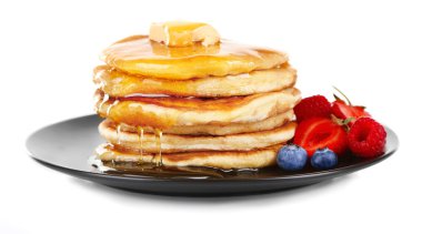 taze çilek ile Pancakes