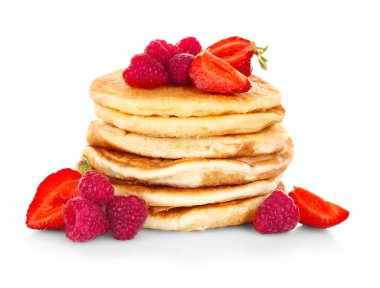 taze çilek ile Pancakes