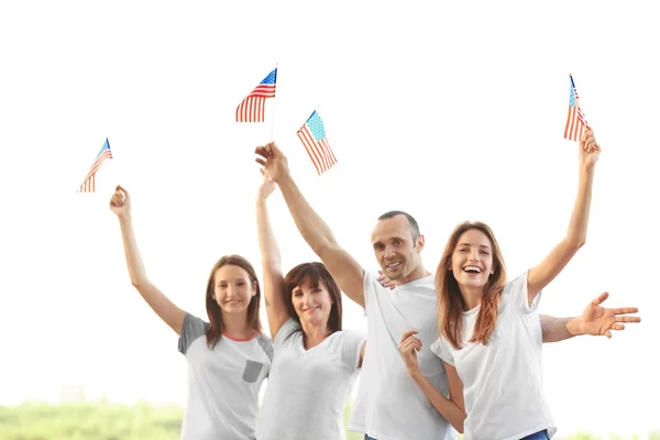 Modern Family Usa Flags Outdoors — Stock Photo, Image