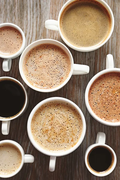 Cups of coffee top view — Stock Photo, Image