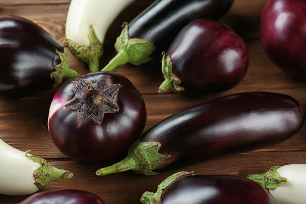 Fresh ripe eggplants 