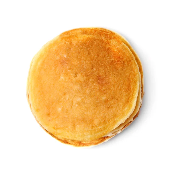 Tasty pancakes isolated on white, top view — Stock Photo, Image