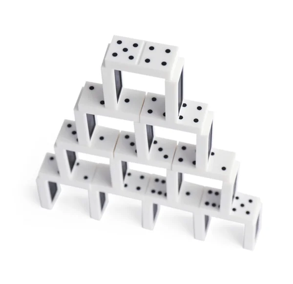 Tower Dominoes Isolated White — Stock Photo, Image