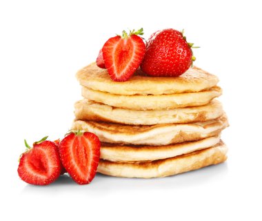 taze çilek ile Pancakes