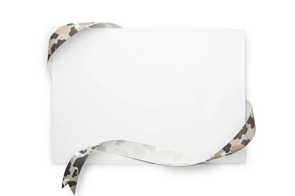 Haki şerit ve üzerinde beyaz izole kart — Stok fotoğraf