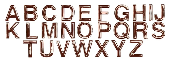 Alfabeto inglês de chocolate no fundo branco — Fotografia de Stock