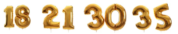 Golden birthday balloons — Stock Photo, Image