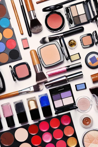 Decorative cosmetics on white background — Stock Image Decorative cosmetics on white background Royalty Free Stock Photos