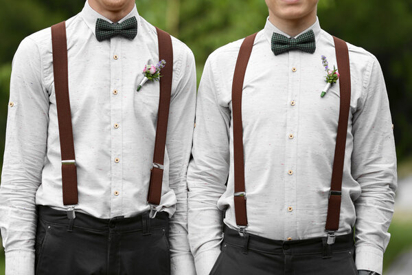 Stylish groomsmen on wedding