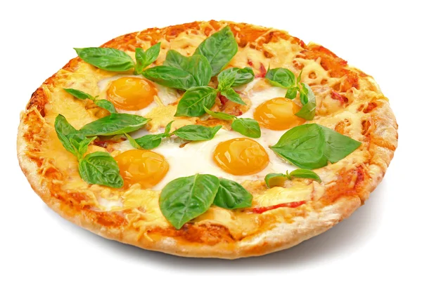 Margarita pizza aux feuilles de basilic — Photo