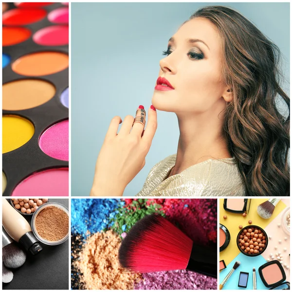 Beautiful Woman Face Professional Makeup Details — Stock Photo, Image