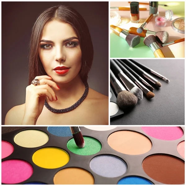 Beautiful Woman Face Professional Makeup Details — Stock Photo, Image