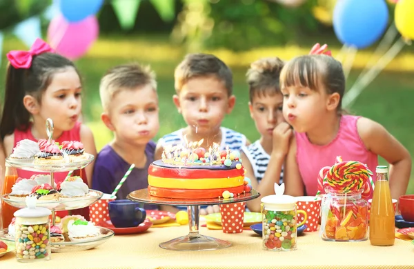 在公园庆祝生日的孩子 — 图库照片