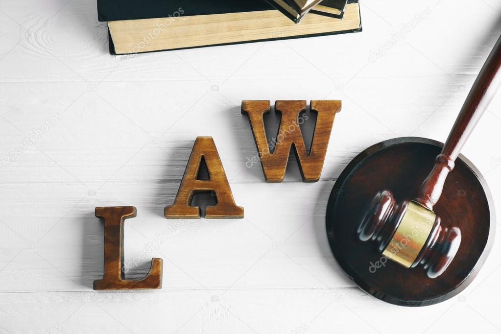 Word law with judges gavel