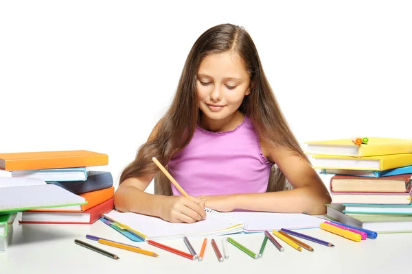 Meisje maken van huiswerk — Stockfoto