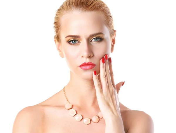 Woman with beautiful necklace — Stock Photo, Image