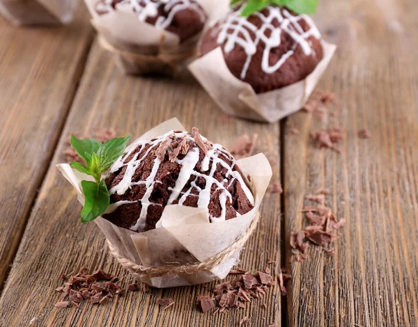 Tasty cupcakes on table close-up — Stock Photo, Image