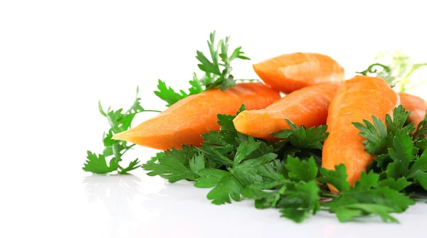 Carrots and parsley isolated on white — Stock Photo, Image