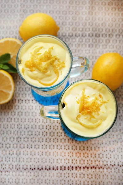 Tasty lemon desserts on table at home — Stock Photo, Image