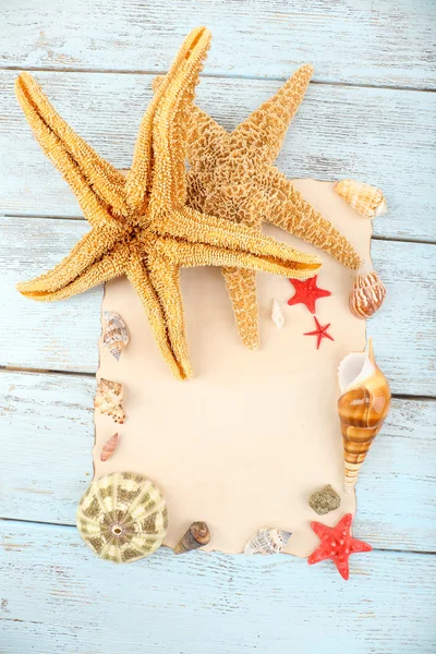Summer frame with seashells, close-up — Stock Photo, Image