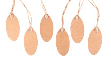 beyaz izole kahverengi Etiketler