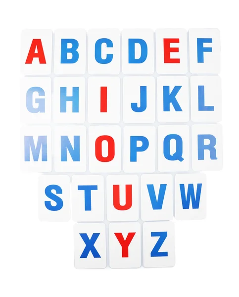 Изучение алфавитных букв вблизи — стоковое фото