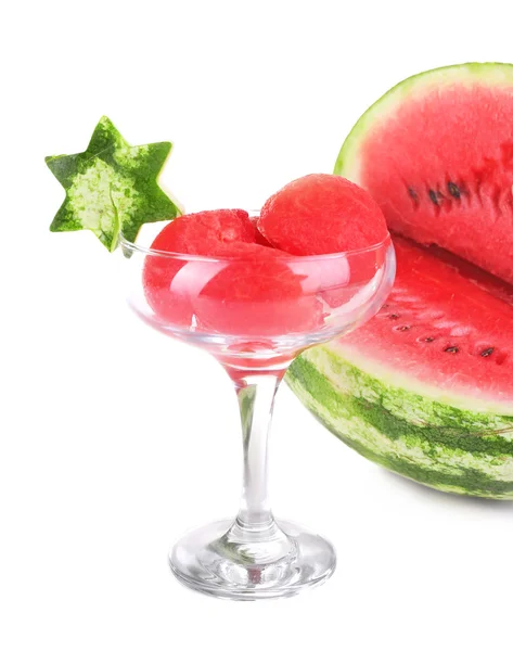 Watermelon in goblet isolated on white — Stock Photo, Image