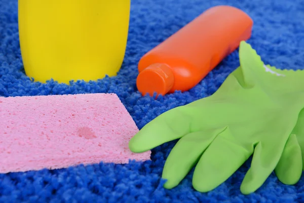 Cleaning items on carpet close up — Stock Photo, Image