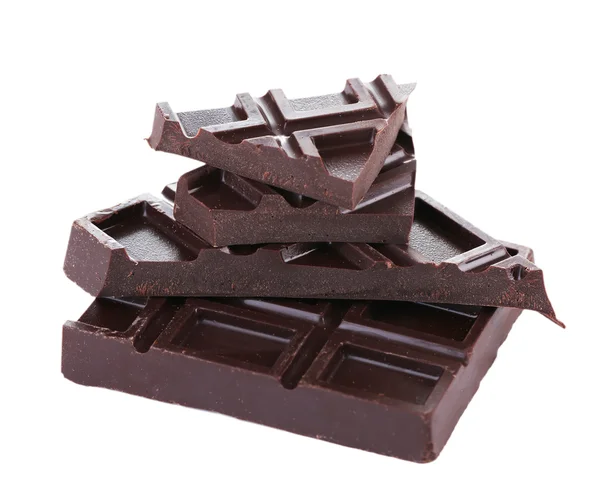 Cracked chocolate bar isolated on white — Stock Photo, Image