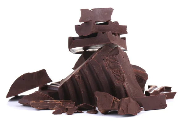Popraskané čokolády izolovaných na bílém — Stock fotografie