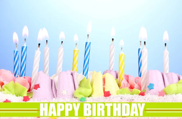 Postcard.birthday verjaardagscake met kaarsen — Stockfoto