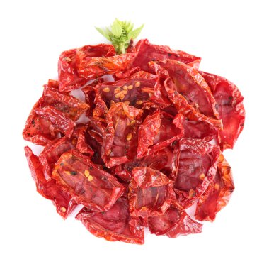 Sun dried tomatoes isolated on white clipart