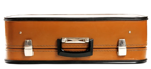 Ročníku staré cestovní kufr, izolované na bílém — Stock fotografie