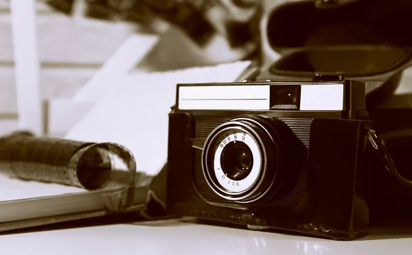 Câmera retro velha, close-up — Fotografia de Stock