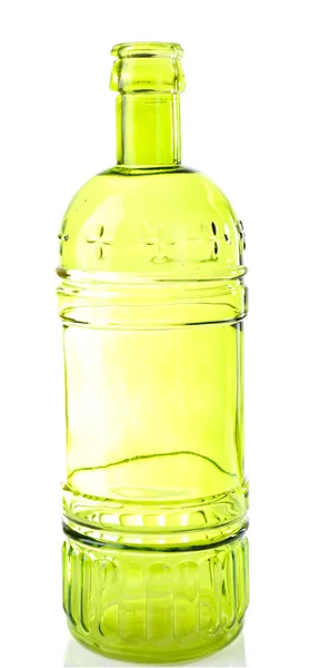 Zelená skleněná láhev izolované na bílém — Stock fotografie