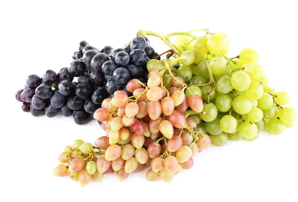 Different types of grapes isolated on white — Stock Photo, Image