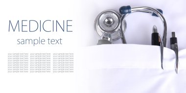 Doktor pocket pen, stetoskop, yakın çekim