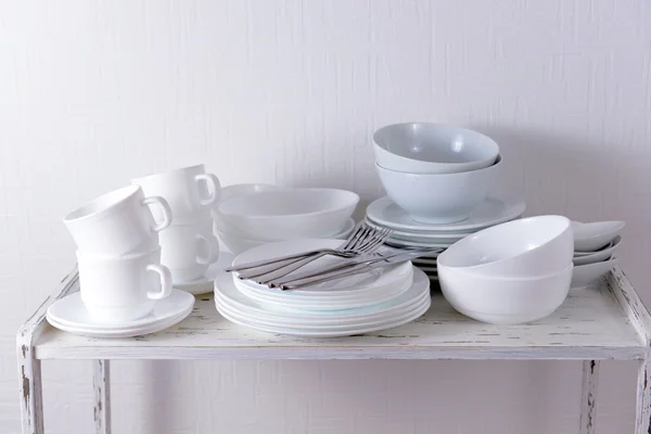 Set of white dishes — Stock Photo, Image