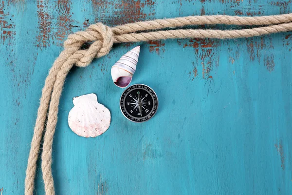 Marine knot on wooden background — Stock Photo, Image