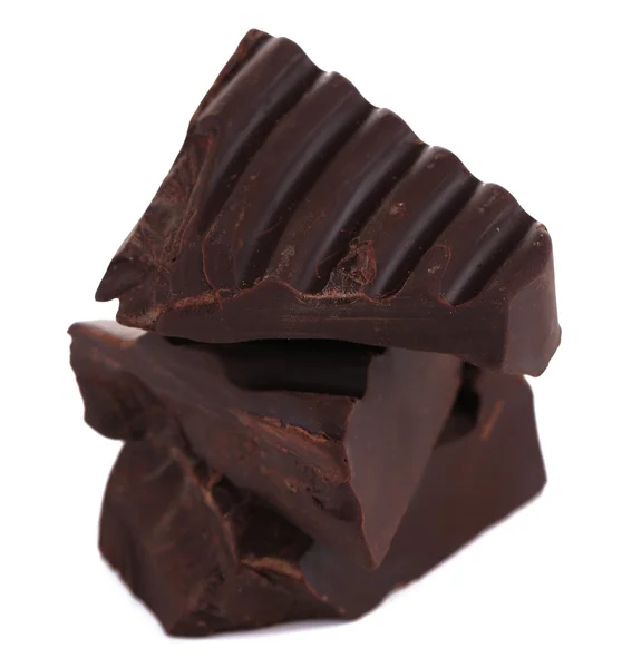Ραγισμένα σοκολάτα που απομονώνονται σε λευκό — Φωτογραφία Αρχείου