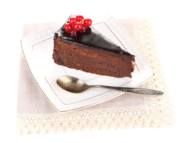 Chocolate cake with fresh berries — Stock Photo, Image