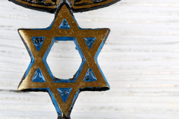 Star of David on wooden background — Stock Photo, Image